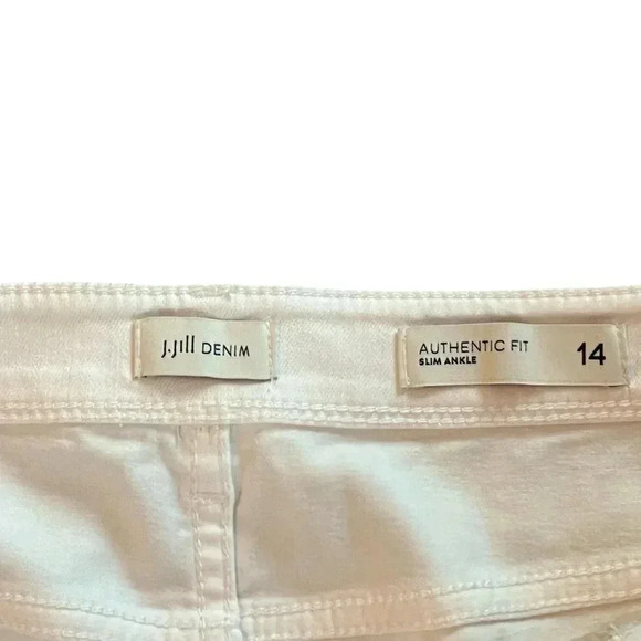 J Jill white jeans New with tags stretch authentic fit slim ankle size 14 - Picture 3 of 6